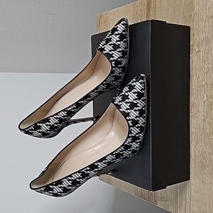 EUC J.CREW Roxie Houndstooth Black and White Pump (Sz 10.5)